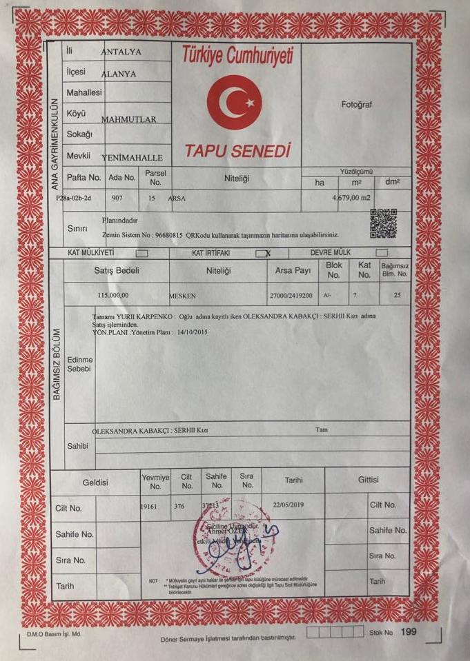 тапу, кат иртифа кат мюлкиети