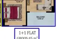 Purchase cheap 1+1 apartment from the owner in a new complex - Payallar district, Alanya, 56 m2, 2nd floor 1