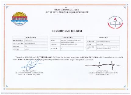 Realtor Certificate - Fatih Kabakchi