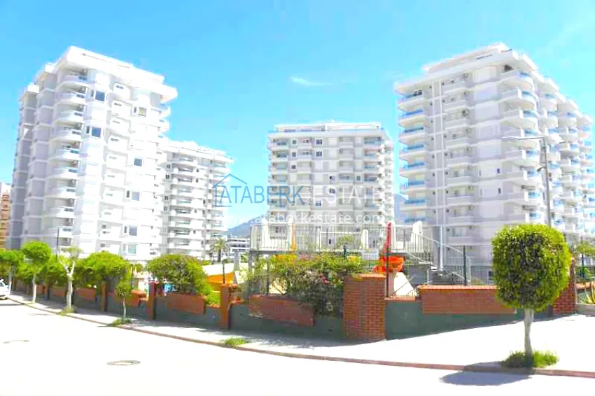 Apartments in a European complex on the first line from the sea in Tosmur 1