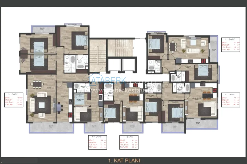 Buy cheap Apartments in Mahmutlar of various layouts in a complex under construction 1