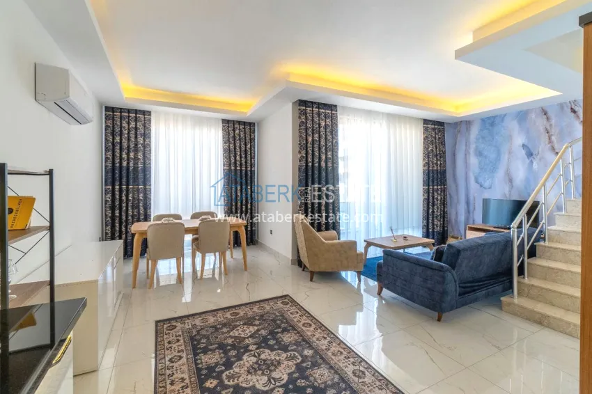 Purchase 2+1 penthouse duplex with furniture in an area open to residence permits, Alanya center 2