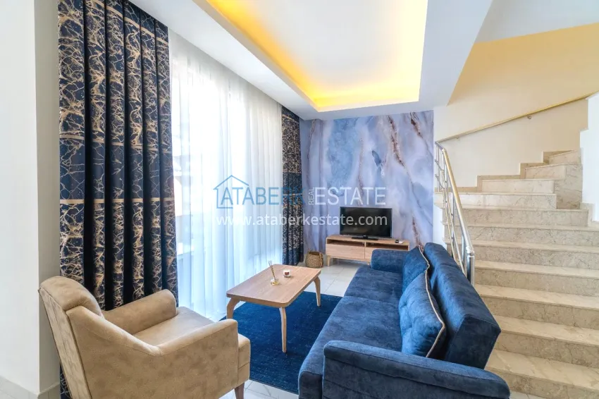 Purchase 2+1 penthouse duplex with furniture in an area open to residence permits, Alanya center 3