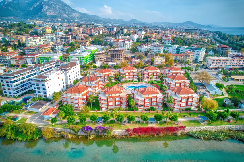 4+1 garden duplex with furniture and views of the Dim River in the Kestel area 1