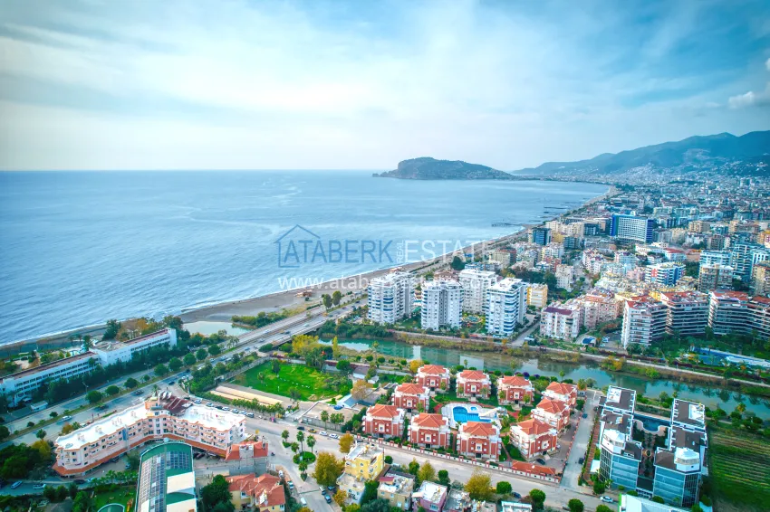 4+1 garden duplex with furniture and views of the Dim River in the Kestel area 4