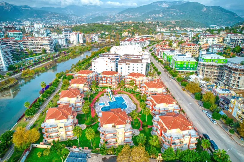 4+1 garden duplex with furniture and views of the Dim River in the Kestel area 6