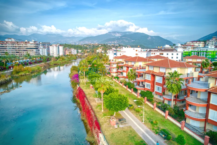 4+1 garden duplex with furniture and views of the Dim River in the Kestel area 9