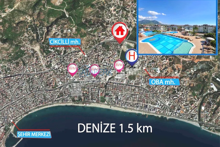 1+1 apartment from owner in Alanya, Oba - furnished in a condominium complex 38 