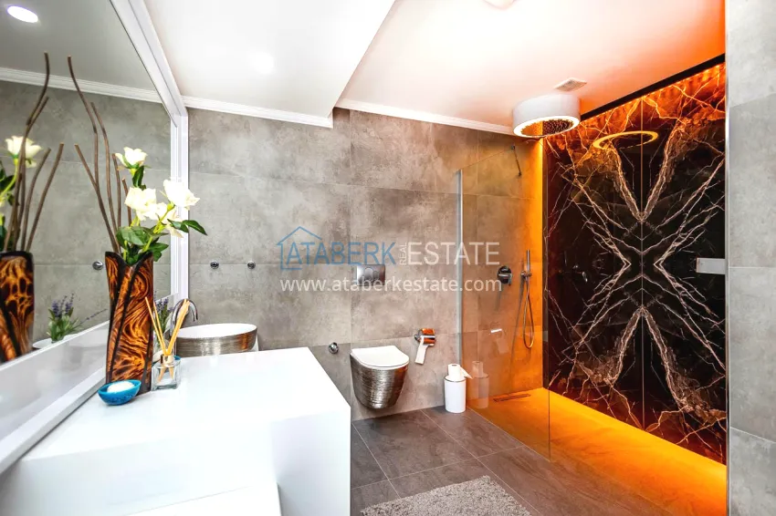 Purchase Elegant 3+1 villa with panoramic sea and mountain views in an elite complex — Alanya, Kargicak district 23 