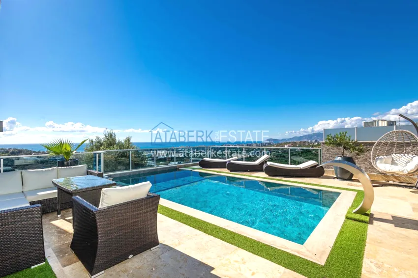 Elegant 3+1 villa with panoramic sea and mountain views in an elite complex — Alanya, Kargicak district 5 