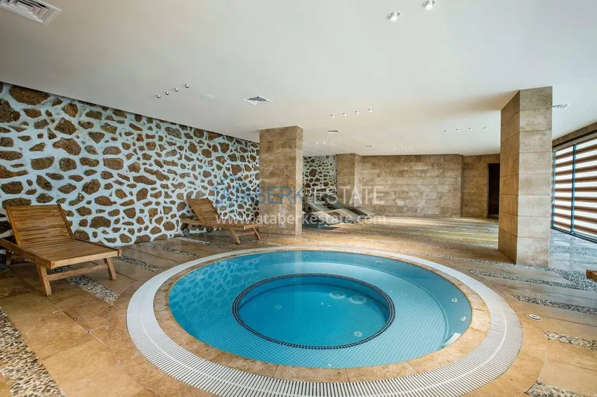 Furnished flat in Kestel with a partial sea view in a comfortable complex  15 