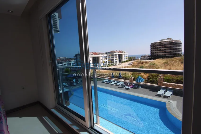 Purchase Furnished flat on two levels with a sea view in Kestel 18 