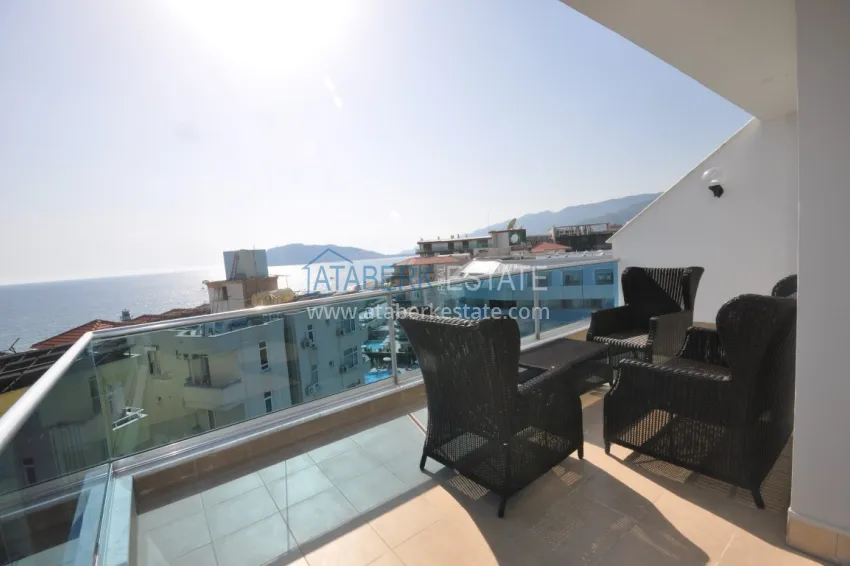 Duplex penthouse in Tosmur is spacious with furniture and sea view 1