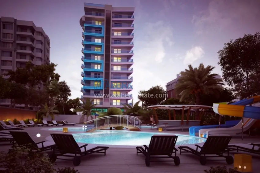 Rent a studio in Mahmutlar with furniture in a complex on the first coastline B42 5 