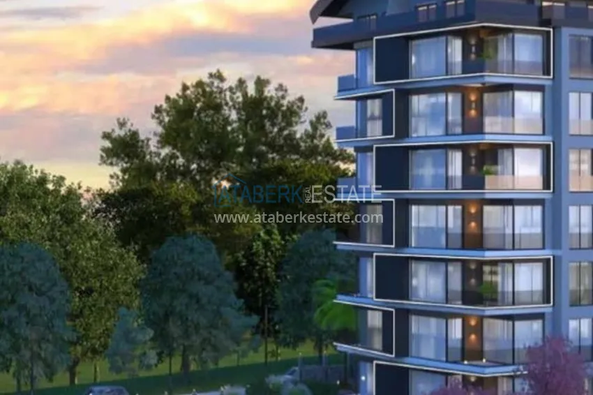 Apartments in Avsallar in a complex under construction with view characteristics 8 