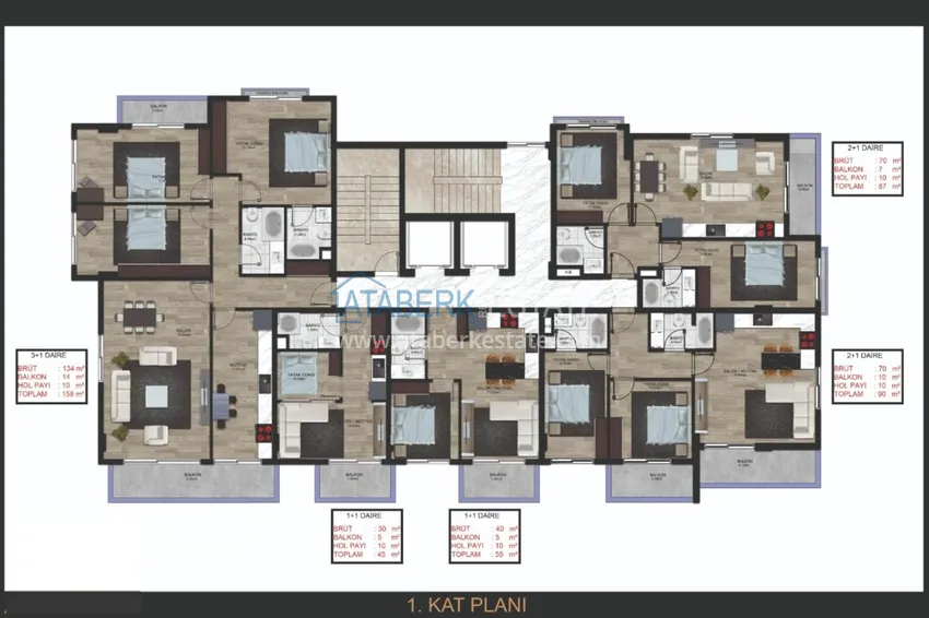 Buy cheap Apartments in Mahmutlar of various layouts in a complex under construction 1 