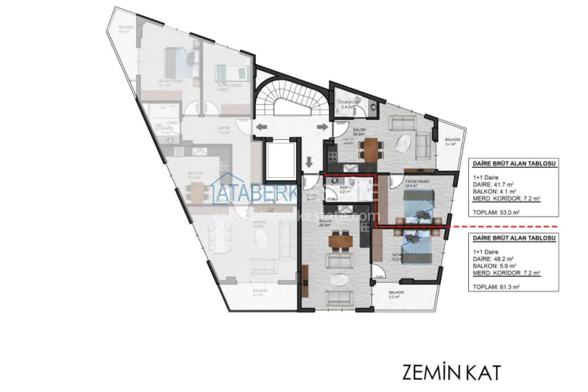 Buy cheap Apartments in a modern city house in the very center of Alanya at the final stage of construction 2 