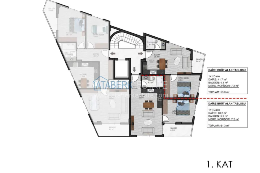 Buy cheap Apartments in a modern city house in the very center of Alanya at the final stage of construction 3 