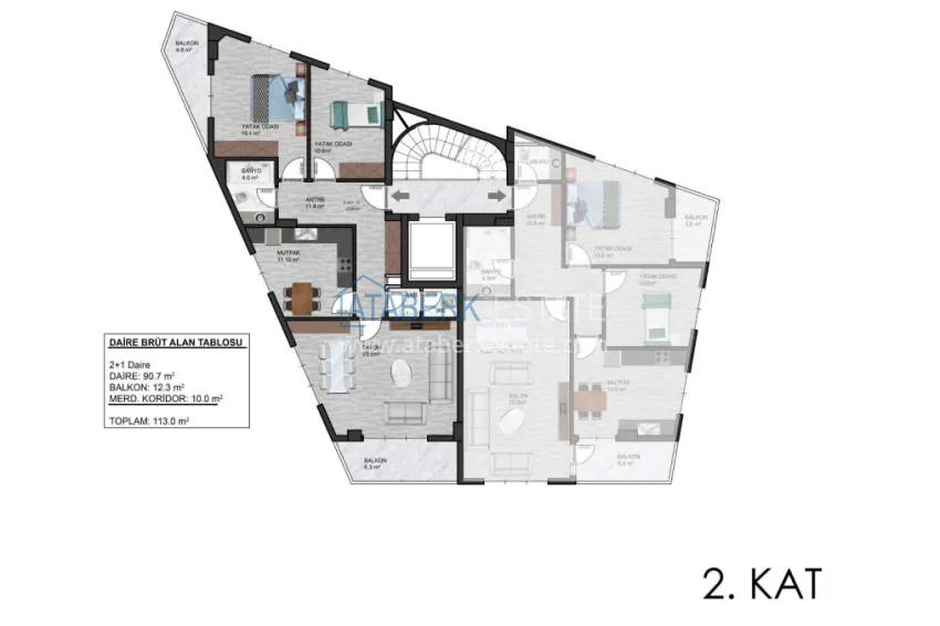 Buy cheap Apartments in a modern city house in the very center of Alanya at the final stage of construction 4 