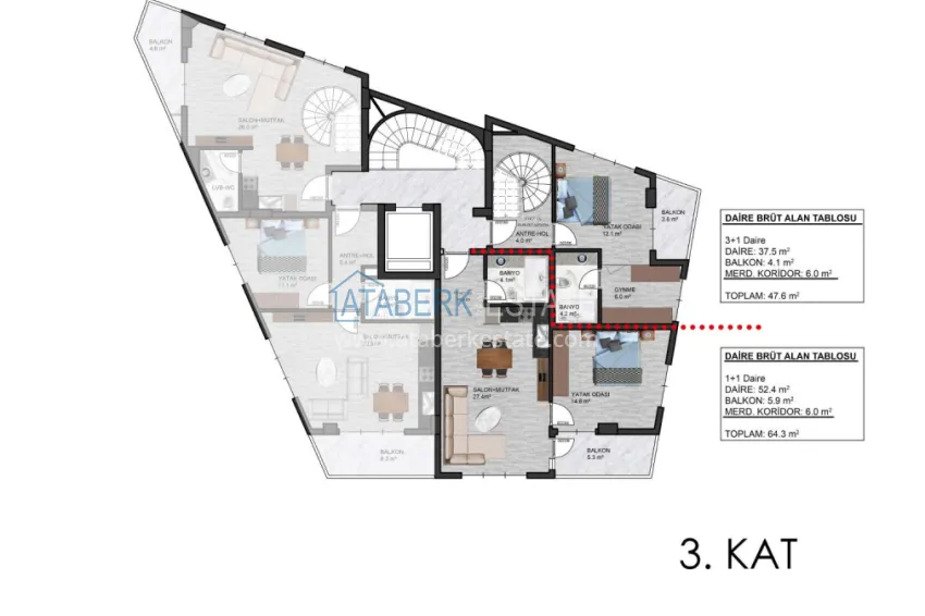 Buy cheap Apartments in a modern city house in the very center of Alanya at the final stage of construction 5 