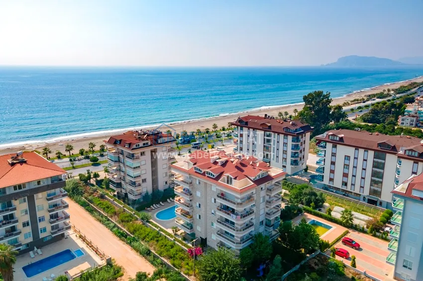 Furnished apartment in Kestel in a cozy complex on the 1st coastline 1 