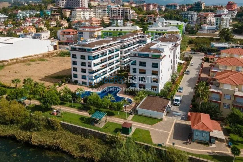 Garden duplex in Kestel with furniture in a complex on the banks of the Dim Chay River 1 