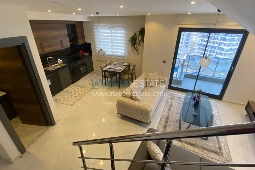 Purchase Furnished duplex penthouse in Mahmutlar with views of the mountains, the sea and the historic fortress 5 