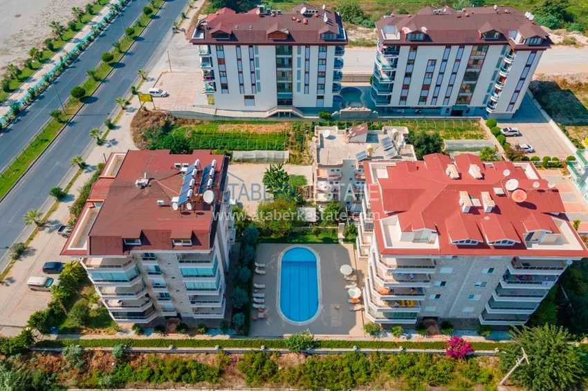 Furnished apartment in Kestel in a cozy complex on the 1st coastline 7 