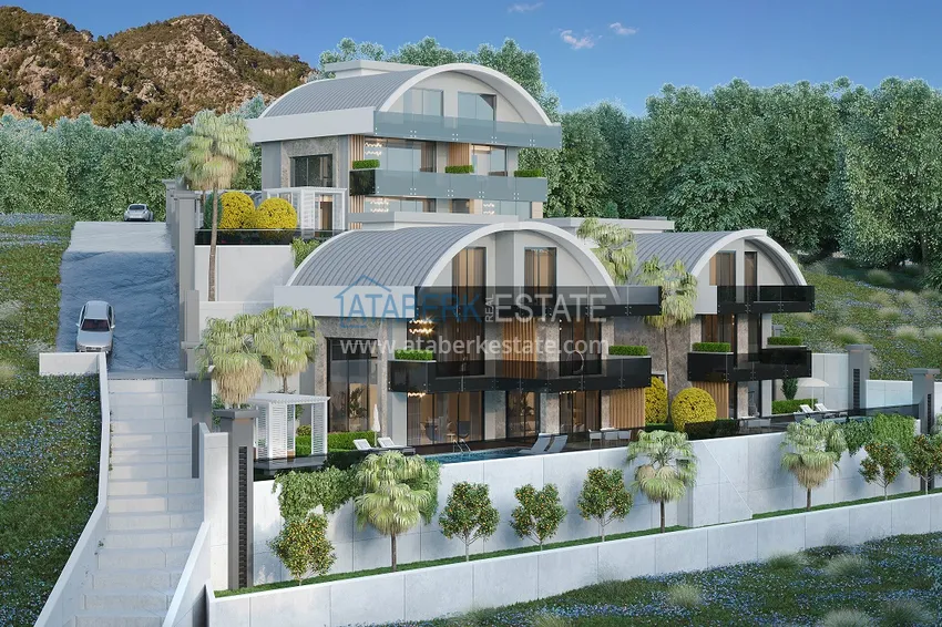 Villas under construction in Alanya Tepe area with panoramic views 1 