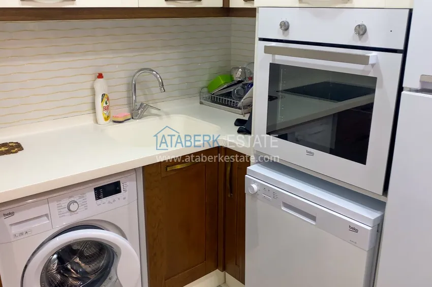 Purchase  Furnished one-bedroom apartment with a glazed balcony and a panoramic open view of the sea and mountains - Gazipasa 12 