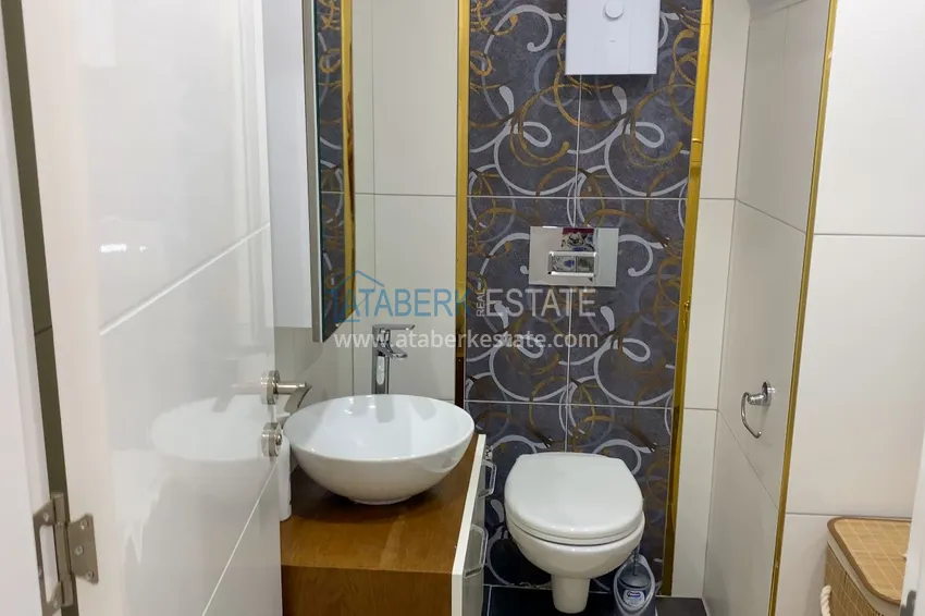 Purchase  Furnished one-bedroom apartment with a glazed balcony and a panoramic open view of the sea and mountains - Gazipasa 16 