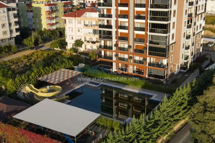 Furnished one-bedroom apartment with a glazed balcony and a panoramic open view of the sea and mountains - Gazipasa 3 