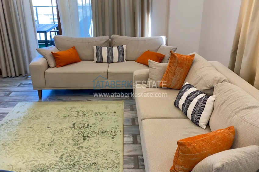 Purchase  Furnished one-bedroom apartment with a glazed balcony and a panoramic open view of the sea and mountains - Gazipasa 4 