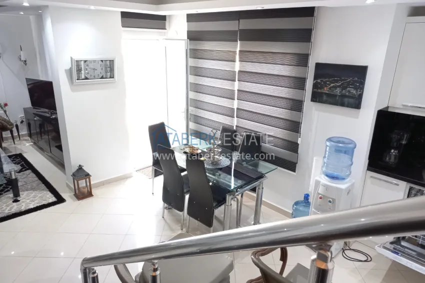 Purchase Compact 3+1 two-story penthouse with furniture in the Oba area. Real estate for a residence permit in Alanya 5 