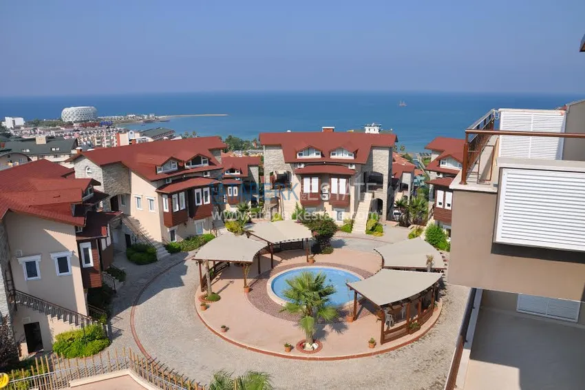 Apartment with furniture, private sauna and sea view in a townhouse – Alanya, Avsallar 7 