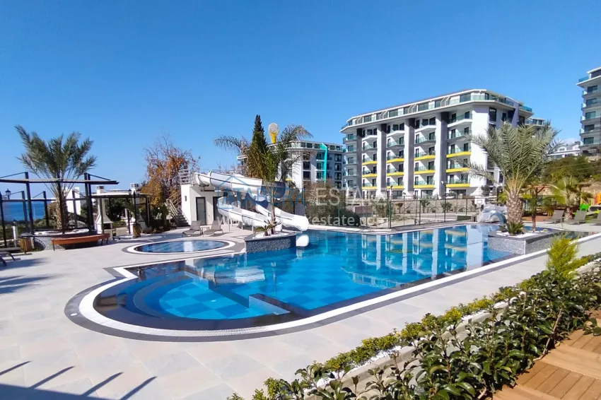 2+1 apartment with high-quality finishing and open sea views in an exclusive complex — Alanya, Kargicak 2