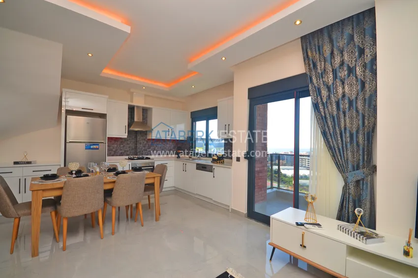 Purchase Furnished 3+1 duplex penthouse with sea view, Kargicak area - Alanya 2 