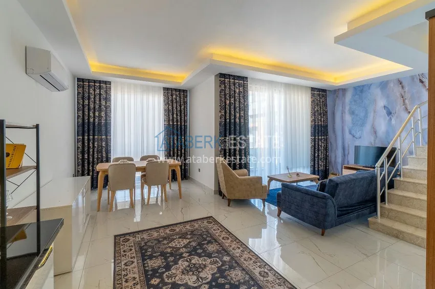 Purchase  2+1 penthouse duplex with furniture in an area open to residence permits, Alanya center 2 