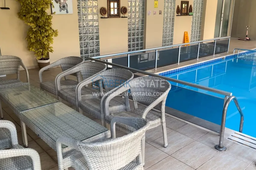 Furnished 1 + 1 apartment with a glazed balcony overlooking the sea, mountains and Kale in Cikcilli, Alanya 11 