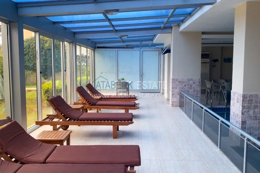 Furnished 1 + 1 apartment with a glazed balcony overlooking the sea, mountains and Kale in Cikcilli, Alanya 13 