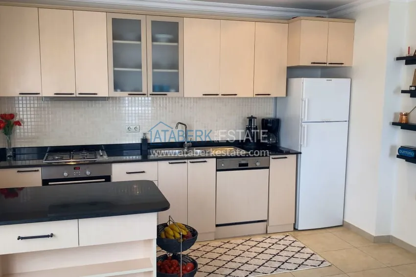 Purchase  Furnished 1 + 1 apartment with a glazed balcony overlooking the sea, mountains and Kale in Cikcilli, Alanya 5 