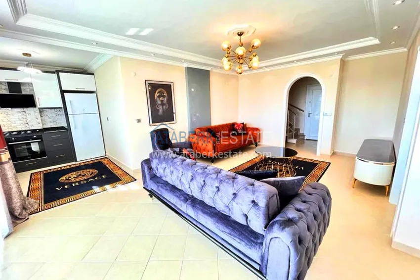 Purchase  3+1 furnished penthouse with sea views in a complex with infrastructure, Akdam district — Alanya  7 