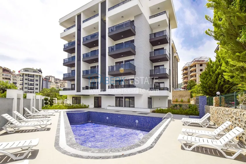 1+1 apartment in Alanya, Oba district - with new furniture and mountain views  1 