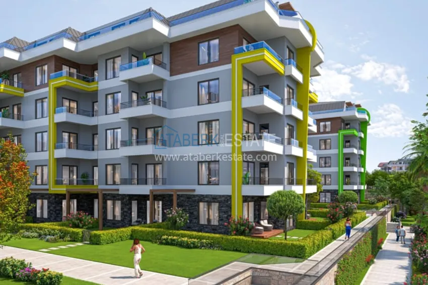 Modern family-type residential complex with luxurious infrastructure under construction — Alanya, Oba 10 