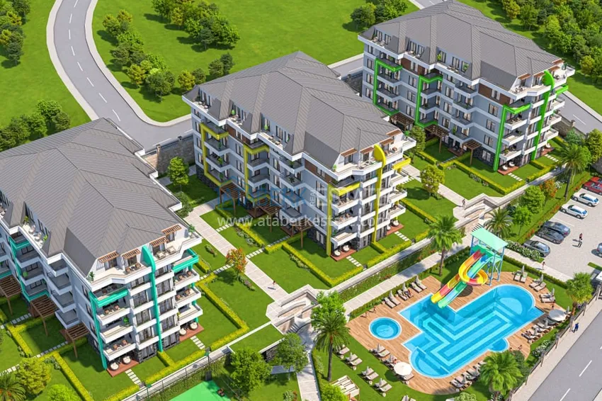 Modern family-type residential complex with luxurious infrastructure under construction — Alanya, Oba 5 