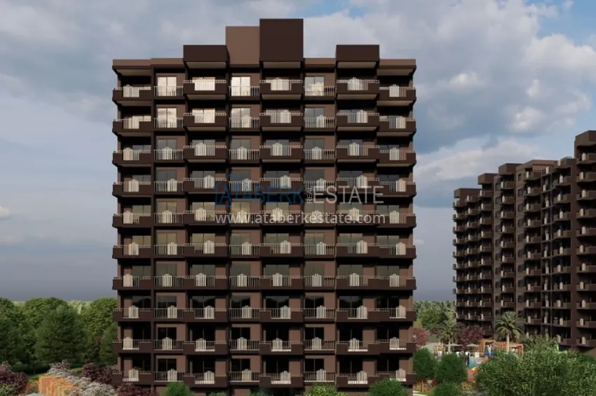 Apartments in a popular 1 + 1 layout during the construction phase of Cesmeli-Mersin 2 