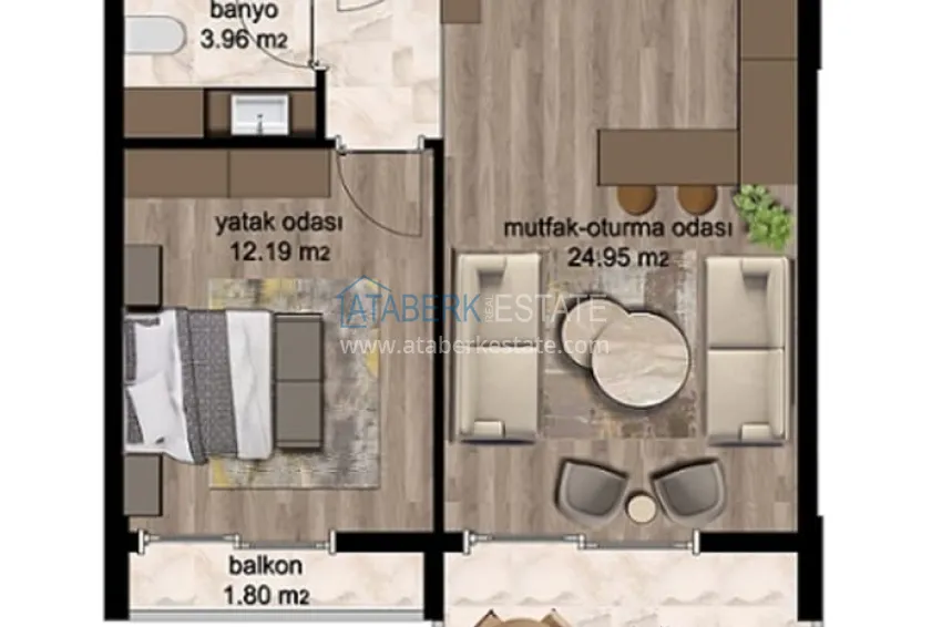 Buy cheap Apartments in a popular 1 + 1 layout during the construction phase of Cesmeli-Mersin 2 