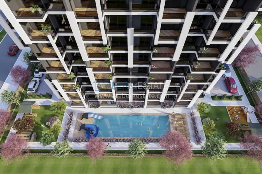 1+1 apartments in a stylish residential complex under construction Arpacbakhshish-Mersin 15 