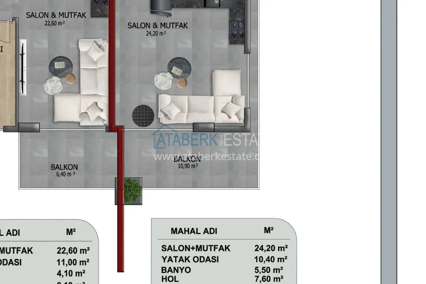 Buy cheap 1+1 apartment with furniture and mountain views in a modern boutique complex, Oba district — Alanya 1 