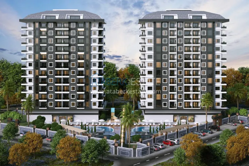 Finished two-bedroom apartment in a complex under completion in Mahmutlar 2